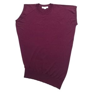 Alexander Wang Asymmetric Merino Wool Sleeveless Tunic Top Burgundy Red Sz Small